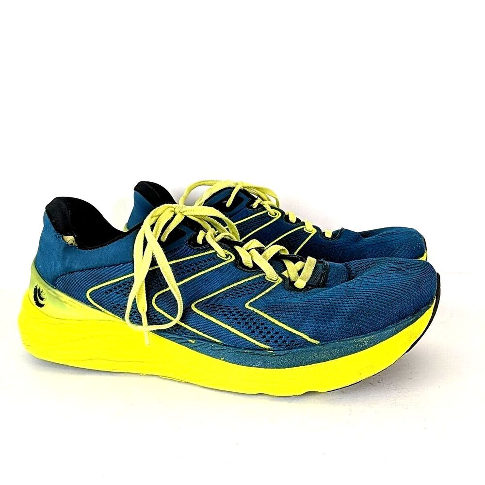 Topo Athletic Phantom 2 Ocean Blue Lime Green Road Running Shoe Men Size 10